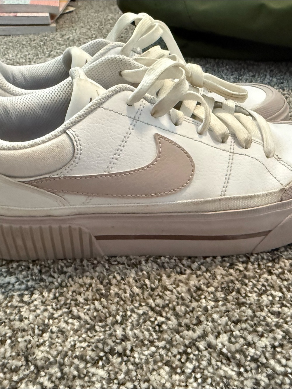 Nike Women’s Platform Sneaker - White with Light Pink Swoosh